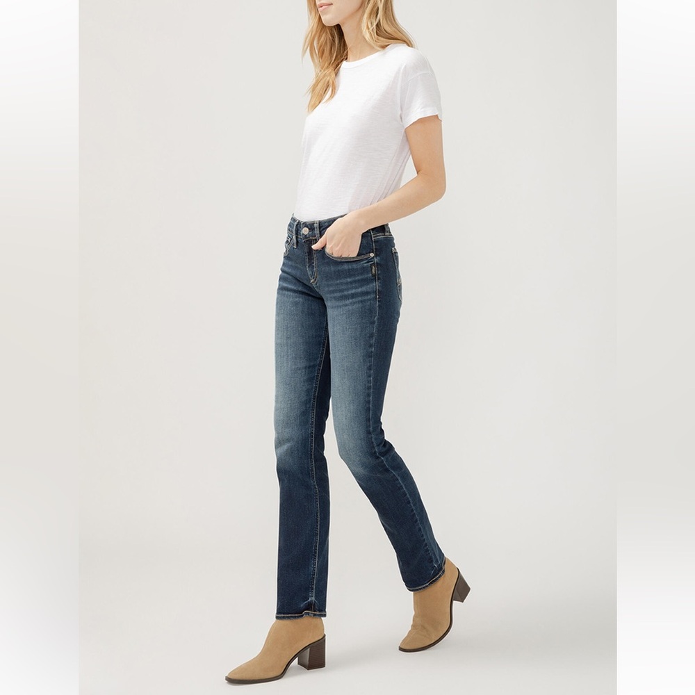Silver jeans dark wash suki straight embroidered jeans - Picture 5 of 5